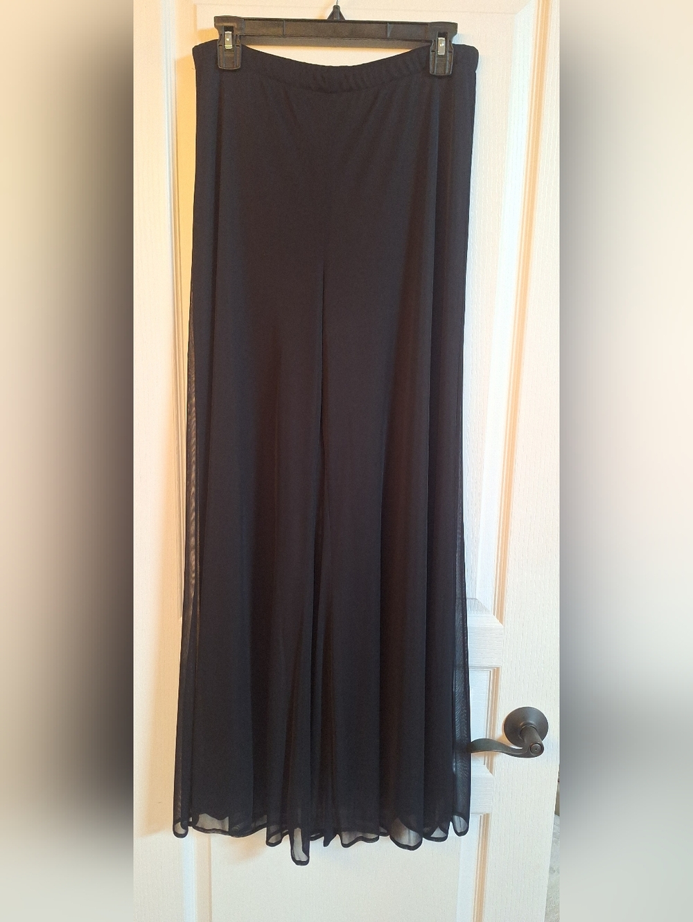 connected apparel black sheer palazzo pants